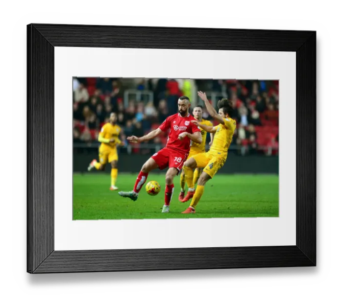 Framed Print : Intense Battle: Wilbraham Under Pressure in Bristol City vs Preston North End Framed Print : Intense Battle: Wilbraham Under Pressure in Bristol City vs Preston North End