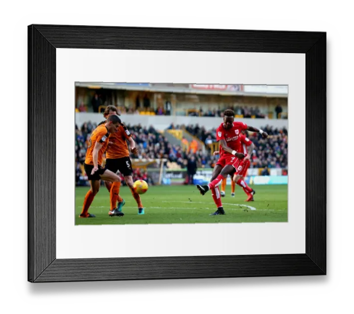 Framed Print : Tammy Abraham's Shot at Glory: Wolverhampton Wanderers vs. Bristol City (December 2016)
