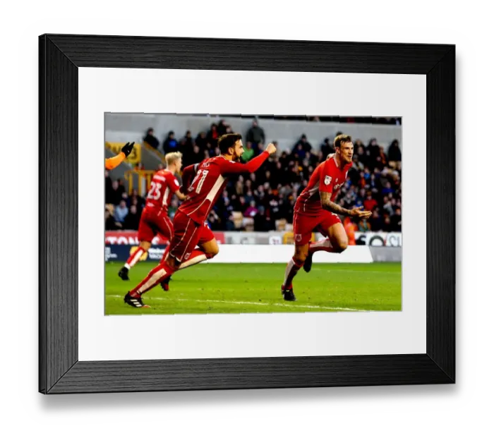 Framed Print : Aden Flint's Stunner: Bristol City Takes 2-1 Lead Against Wolverhampton Wanderers Framed Print : Aden Flint's Stunner: Bristol City Takes 2-1 Lead Against Wolverhampton Wanderers