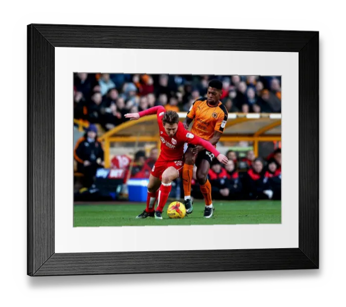 Framed Print : Wolverhampton Wanderers vs. Bristol City: Luke Freeman Tackled by Ivan Cavaleiro