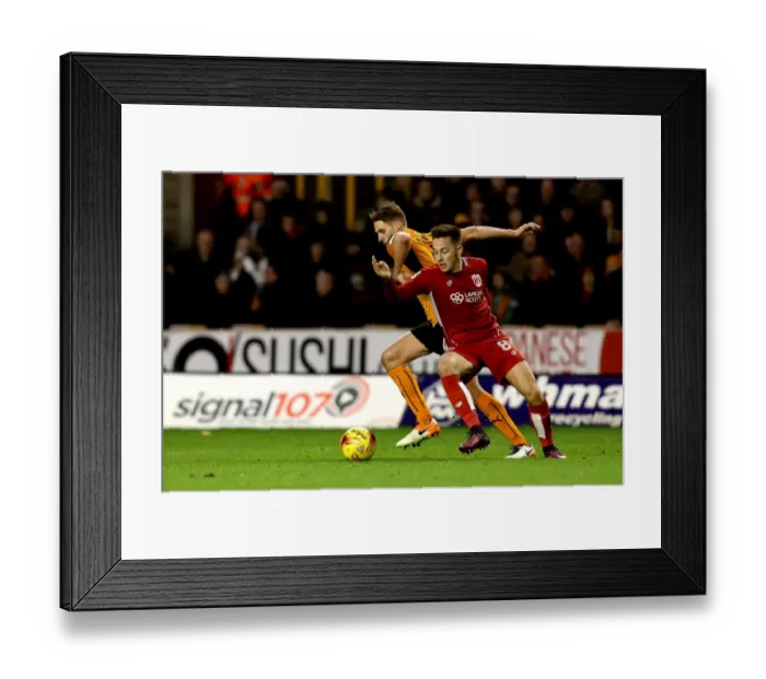 Framed Print : Battling Midfielders: Josh Brownhill vs. David Edwards in Wolverhampton Wanderers vs. Bristol City (December 2016)