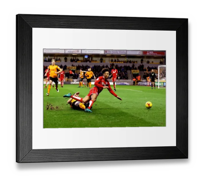 Framed Print : Bobby Reid Foul by Conor Coady: Wolverhampton Wanderers vs. Bristol City (December 2016)
