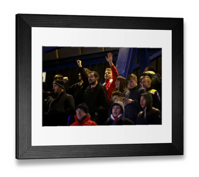 Framed Print : Bristol City Fans Triumphant Cheers at Ipswich Town's Portman Road during Sky Bet Championship Match, December 2016