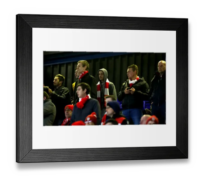 Framed Print : Bristol City Fans Cheering at Ipswich Town's Portman Road during Sky Bet Championship Match, December 2016