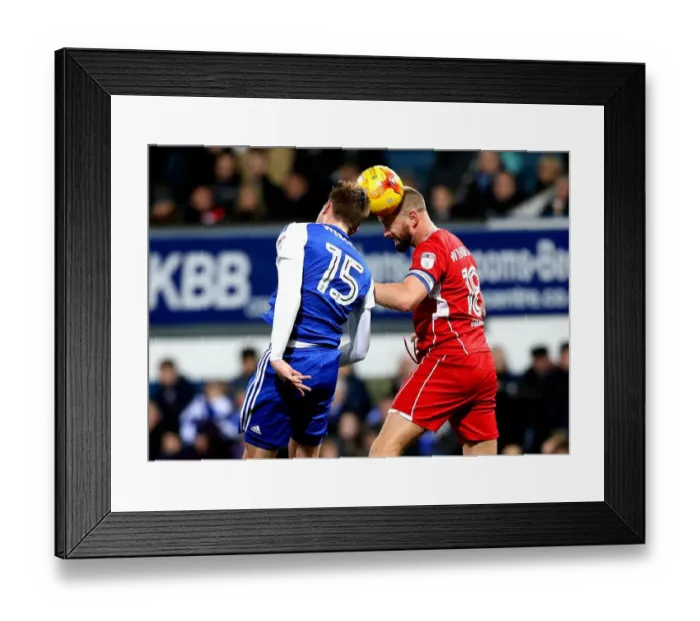 Framed Print : Clash at Portman Road: Wilbraham vs. Webster in Heading Battle between Ipswich and Bristol City Framed Print : Clash at Portman Road: Wilbraham vs. Webster in Heading Battle between Ipswich and Bristol City