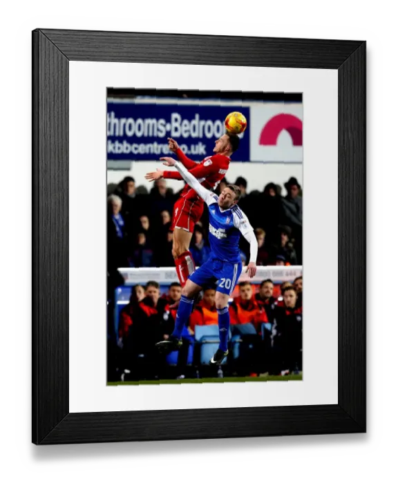 Framed Print : Josh Brownhill Wins Headed Duel: Ipswich Town vs. Bristol City, Sky Bet Championship (December 2016)
