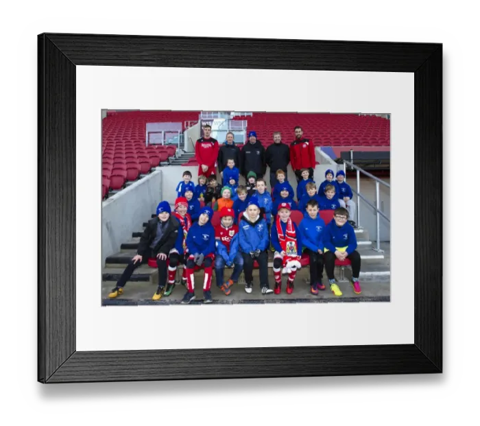 Framed Print : Bristol City Footballers Aden Flint and Marlon Pack with Winscombe JFC at Ashton Gate Framed Print : Bristol City Footballers Aden Flint and Marlon Pack with Winscombe JFC at Ashton Gate