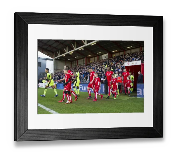 Framed Print : Bristol City Football Team and Mascots Emerge from Ashton Gate Tunnel for Sky Bet Championship Match Against Reading (2017)