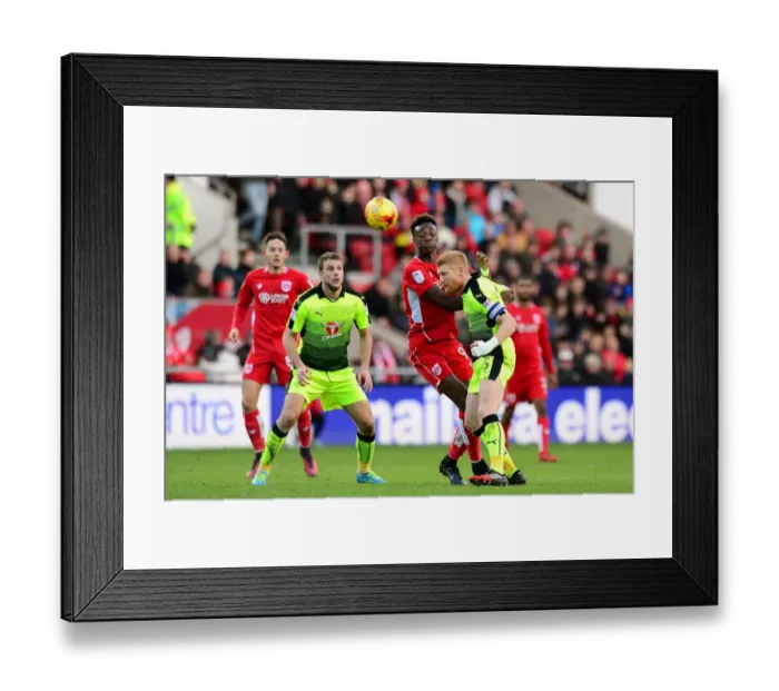 Framed Print : Bristol City vs Reading: Paul McShane Outmuscles Tammy Abraham for the Ball