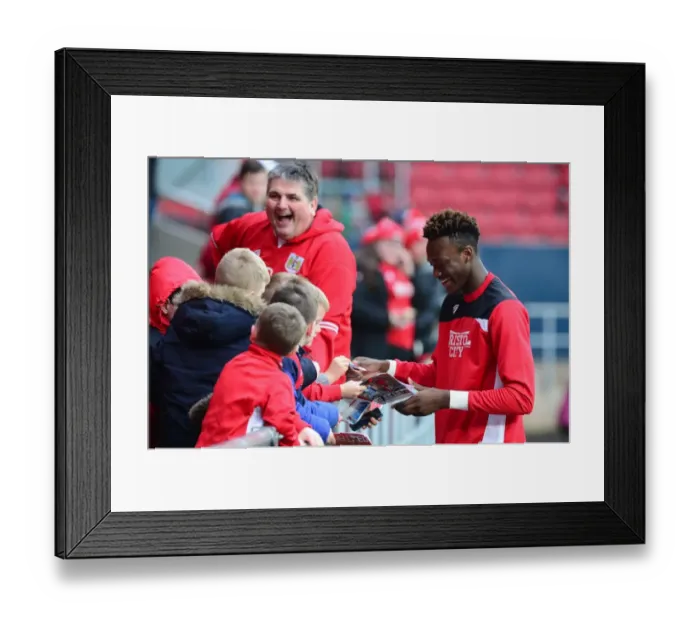 Framed Print : Tammy Abraham of Bristol City Greets Fans with Signatures Amidst Emirates FA Cup Match Against Fleetwood Town