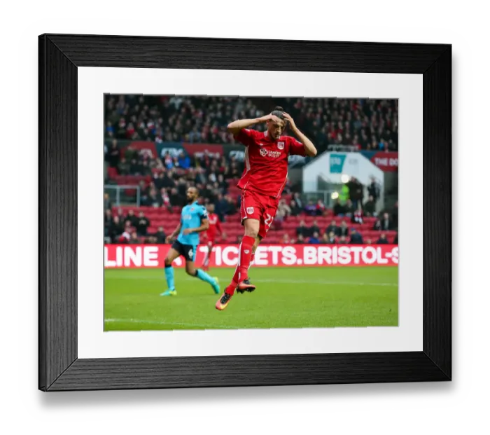 Framed Print : Frustration for Milan Djuric as He Misses Goal Opportunity for Bristol City against Fleetwood Town Framed Print : Frustration for Milan Djuric as He Misses Goal Opportunity for Bristol City against Fleetwood Town