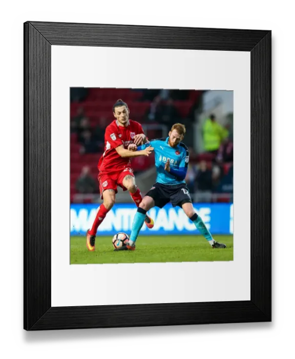 Framed Print : Milan Djuric vs Cian Bolger: Intense Battle at Ashton Gate, FA Cup Third Round (Bristol City v Fleetwood Town)