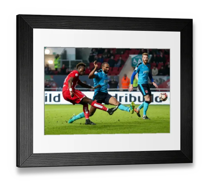 Framed Print : Tammy Abraham's Shot: Bristol City vs Fleetwood Town in FA Cup Third Round Proper
