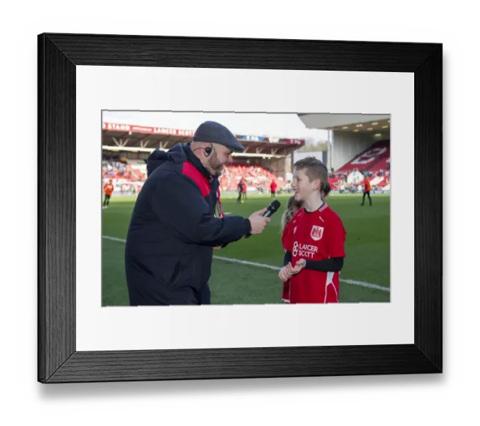 Framed Print : Mascot Interviewed by Announcer Ian Downs at Ashton Gate: Bristol City vs. Cardiff City, Sky Bet Championship (January 14, 2017) Framed Print : Mascot Interviewed by Announcer Ian Downs at Ashton Gate: Bristol City vs. Cardiff City, Sky Bet Championship (January 14, 2017)