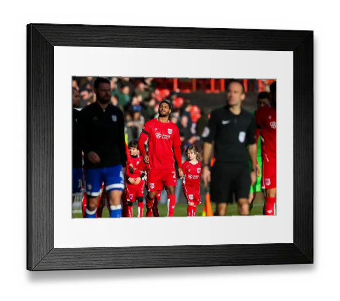 Framed Print : Bristol City's Mark Little Leads Out Team Against Cardiff City - Sky Bet Championship, Ashton Gate Stadium