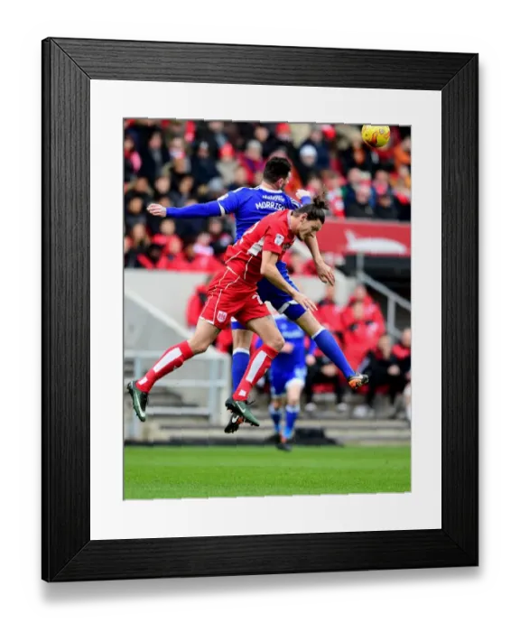 Framed Print : Battling for Supremacy: Milan Djuric vs. Sean Morrison in the Sky Bet Championship Clash between Bristol City and Cardiff City