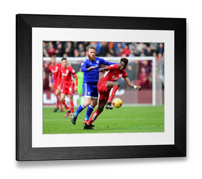 Framed Print : Clash of the Stars: Abraham vs. Gunnarsson in Bristol City vs. Cardiff City Showdown Framed Print : Clash of the Stars: Abraham vs. Gunnarsson in Bristol City vs. Cardiff City Showdown