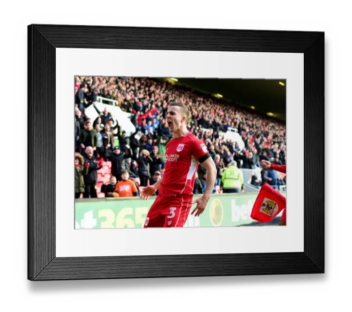 Framed Print : Bristol City's Joe Bryan Celebrates Dramatic Win Against Cardiff City (14 / 01 / 2017) Framed Print : Bristol City's Joe Bryan Celebrates Dramatic Win Against Cardiff City (14 / 01 / 2017)