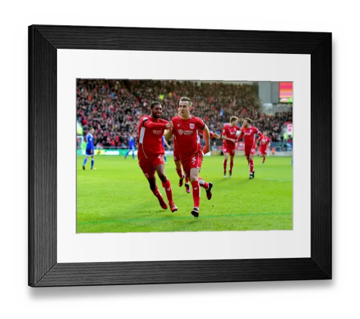 Framed Print : Bristol City's Joe Bryan Celebrates Game-Winning Goal Against Cardiff City (14 / 01 / 2017)