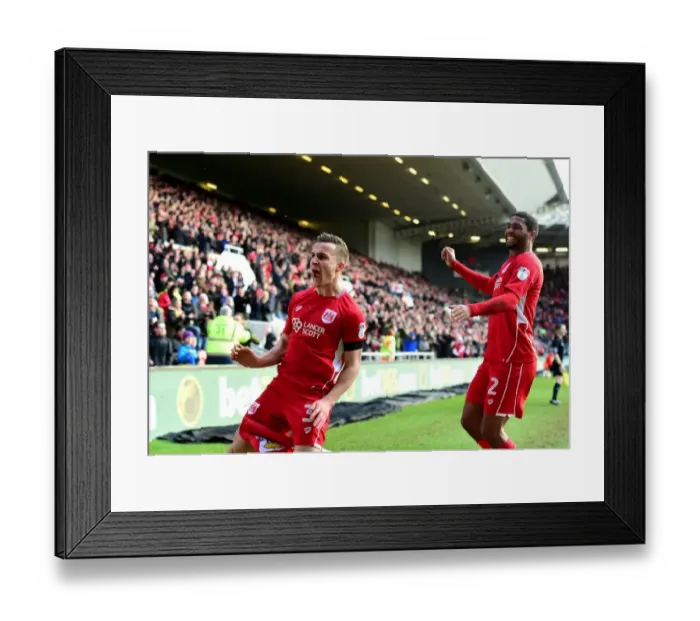 Framed Print : Bristol City Celebrates Win Against Cardiff City: Joe Bryan's Goal Reaction (14 / 01 / 2017)