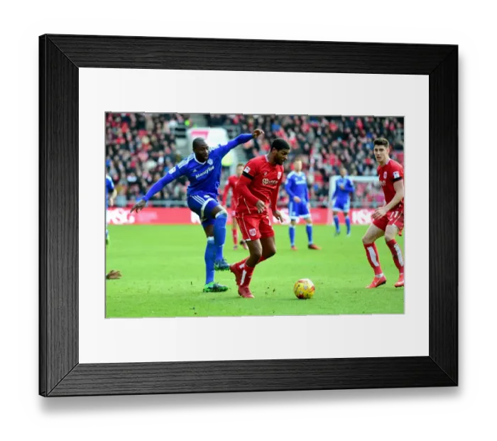 Framed Print : Bristol City vs. Cardiff City: Mark Little Outmaneuvers Souleymane Bamba Framed Print : Bristol City vs. Cardiff City: Mark Little Outmaneuvers Souleymane Bamba