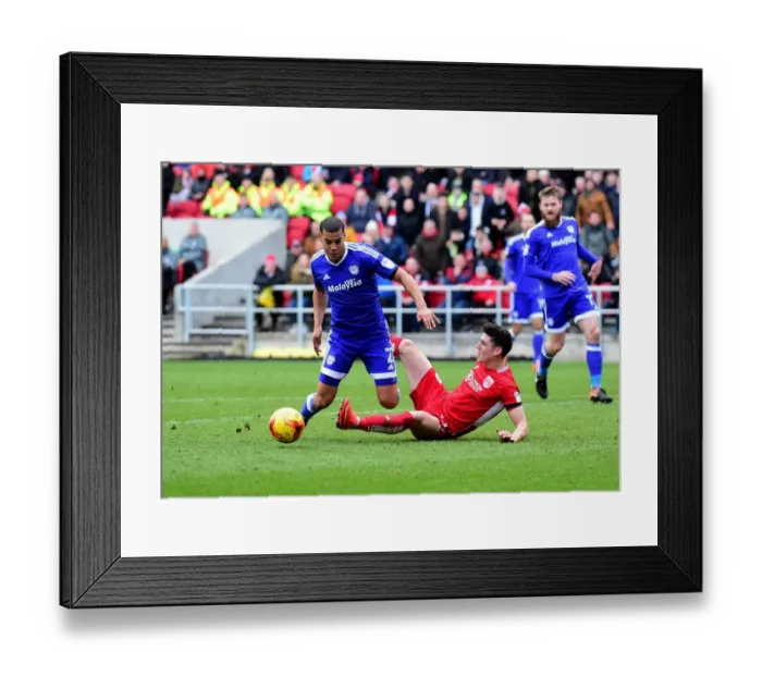 Framed Print : Bristol City vs. Cardiff City: O'Dowda Takes a Hard Fall from Peltier's Challenge