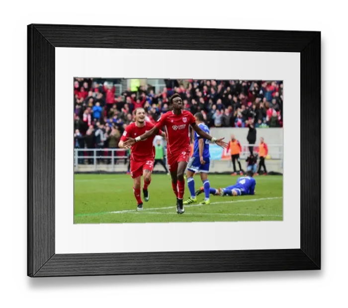 Framed Print : Tammy Abraham's Euphoric Goal Celebration: A Thrilling Moment at Ashton Gate (Bristol City vs. Cardiff City, January 14, 2017)