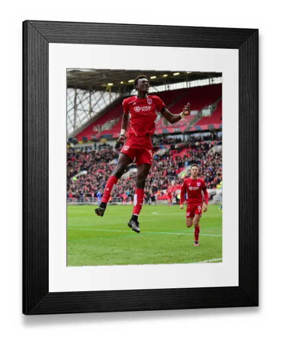 Framed Print : Tammy Abraham's Euphoric Goal Celebration: A Thrilling Moment at Ashton Gate (Bristol City vs. Cardiff City, January 14, 2017)