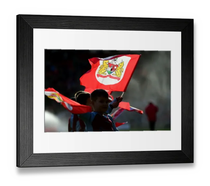 Framed Print : Bristol City Flag Bearers at Ashton Gate during Sky Bet Championship Match Framed Print : Bristol City Flag Bearers at Ashton Gate during Sky Bet Championship Match