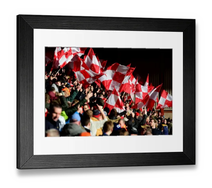 Framed Print : Sea of Flags: Passionate Bristol City Fans Wave Banners at Ashton Gate During Championship Clash vs. Cardiff City (January 2017)