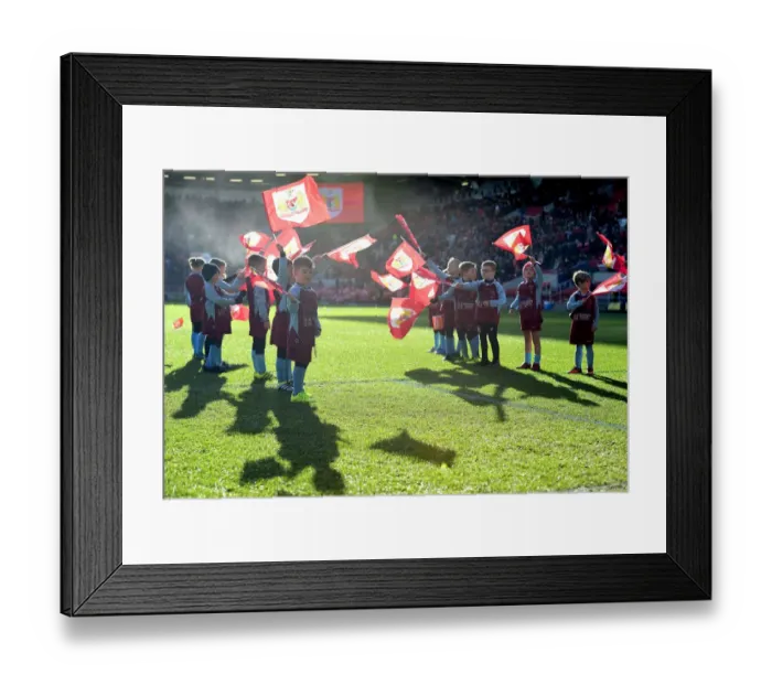 Framed Print : Bristol City Flag Bearers at Ashton Gate during Bristol City vs. Cardiff City Championship Match, 14 / 01 / 2017 Framed Print : Bristol City Flag Bearers at Ashton Gate during Bristol City vs. Cardiff City Championship Match, 14 / 01 / 2017