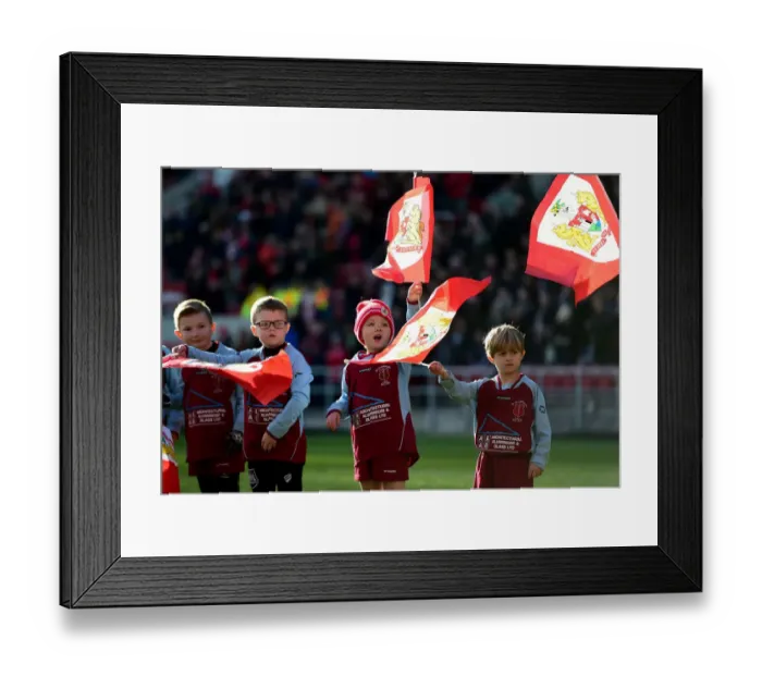 Framed Print : Bristol City Flag Bearers at Ashton Gate during Championship Match against Cardiff City, January 2017 Framed Print : Bristol City Flag Bearers at Ashton Gate during Championship Match against Cardiff City, January 2017
