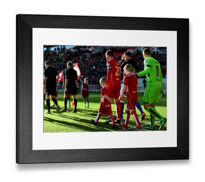 Framed Print : Bristol City Players and Mascots Kick Off Championship Match Against Cardiff City Framed Print : Bristol City Players and Mascots Kick Off Championship Match Against Cardiff City