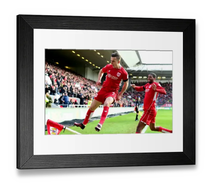 Framed Print : Bristol City's Joe Bryan Celebrates Championship Win Over Cardiff City