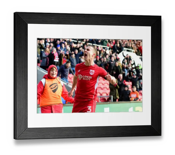 Framed Print : Bristol City's Joe Bryan Celebrates Championship Win Over Cardiff City