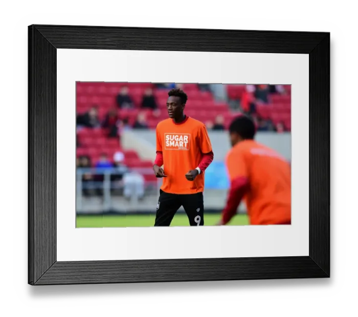 Framed Print : Tammy Abraham Warms Up in Sugar Smart Gear Ahead of Bristol City vs. Cardiff City (14 / 01 / 2017)