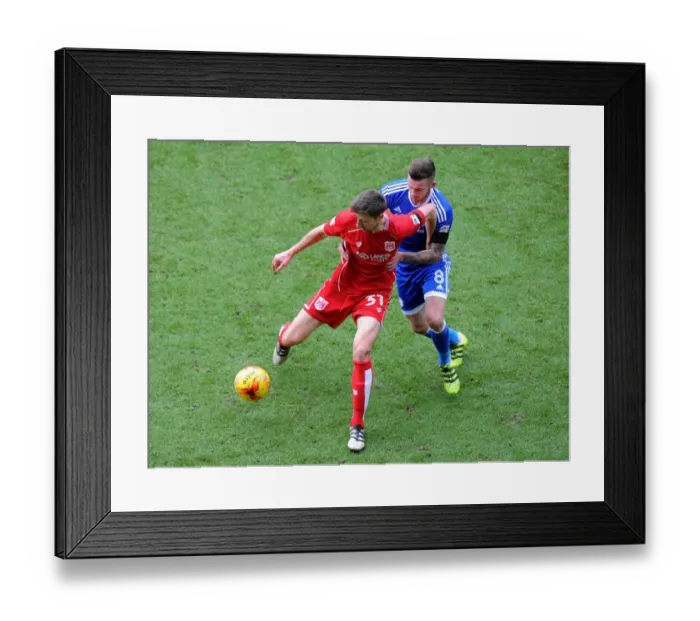 Framed Print : Intense Rivalry: Hegeler vs. Ralls Clash in Bristol City vs. Cardiff City Championship Showdown Framed Print : Intense Rivalry: Hegeler vs. Ralls Clash in Bristol City vs. Cardiff City Championship Showdown