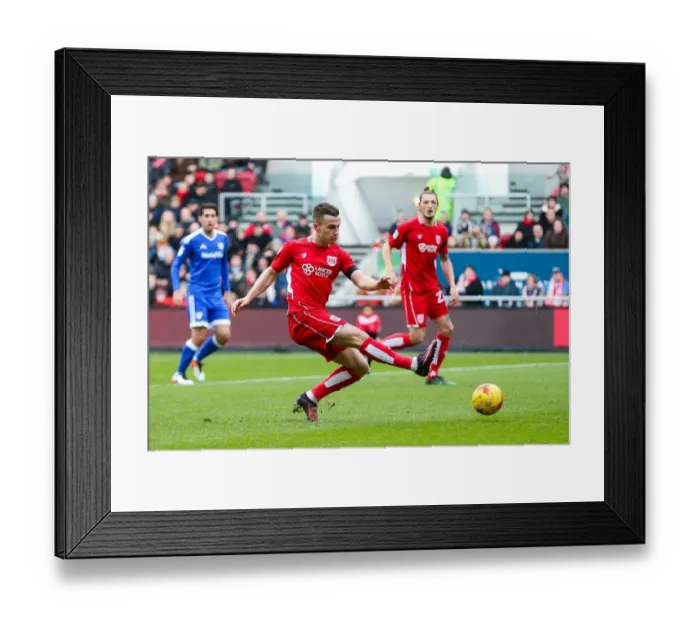 Framed Print : Bristol City vs Cardiff City: Joe Bryan's Shot at Ashton Gate Stadium, Sky Bet Championship Framed Print : Bristol City vs Cardiff City: Joe Bryan's Shot at Ashton Gate Stadium, Sky Bet Championship