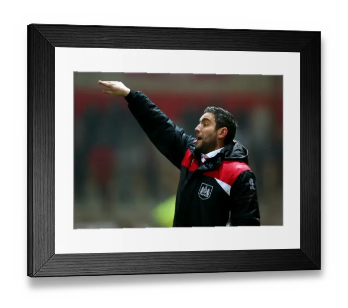 Framed Print : Bristol City's Lee Johnson Urges On His Team During FA Cup Replay Against Fleetwood Town