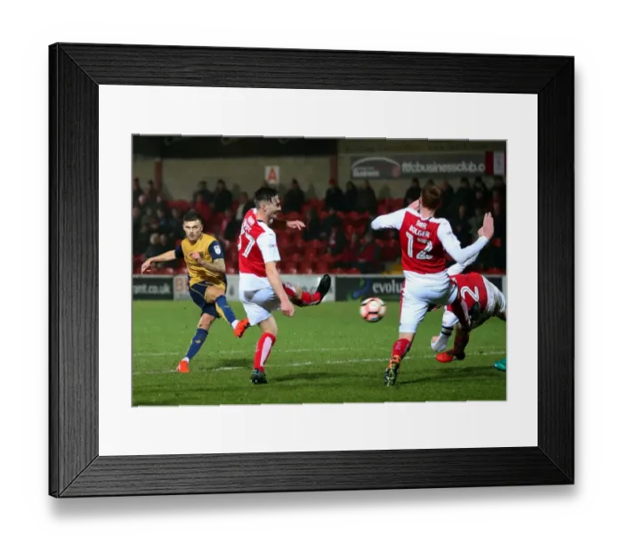 Framed Print : Jamie Paterson's Determined Shot: FA Cup Replay Clash Between Fleetwood Town and Bristol City Framed Print : Jamie Paterson's Determined Shot: FA Cup Replay Clash Between Fleetwood Town and Bristol City