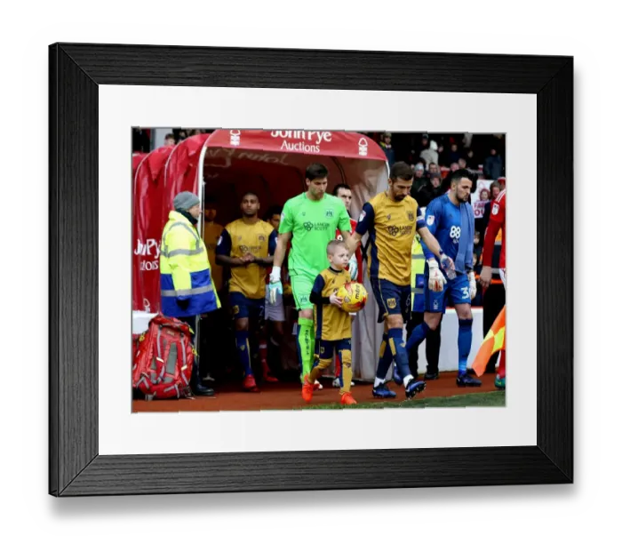 Framed Print : Bristol City's Gary O'Neil and Young Mascot Lead Team Out at The City Ground (Nottingham Forest vs. Bristol City, Sky Bet Championship)