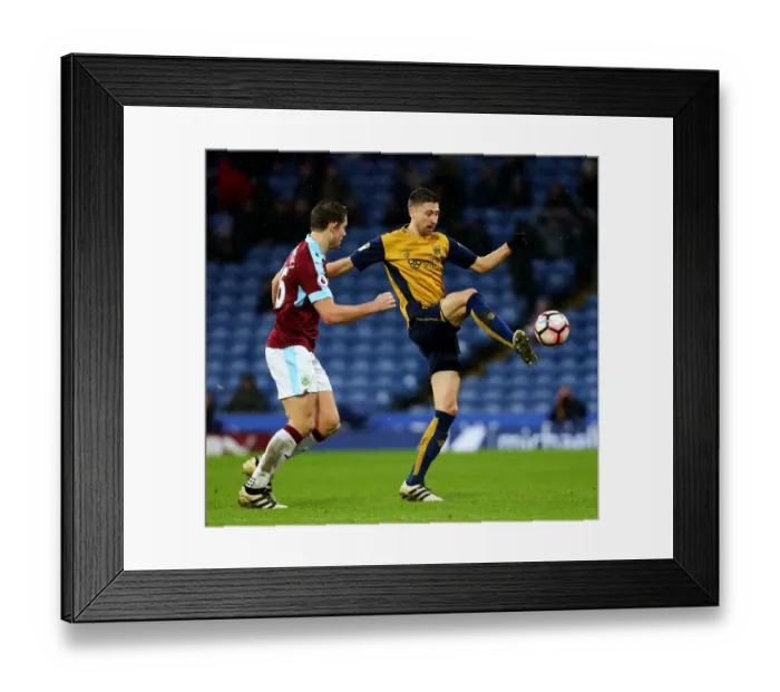 Framed Print : Jens Hegeler vs James Tarkowski Clash at Turf Moor: Burnley vs Bristol City, FA Cup 2017