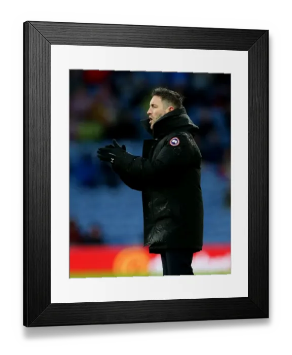 Framed Print : Bristol City Coach Lee Johnson Rallies Team at Turf Moor during Burnley Clash, FA Cup 2017