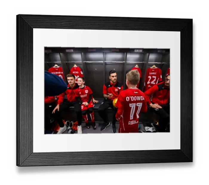 Framed Print : Bristol City Players and Mascots Unite in New Dressing Room Before Championship Match Framed Print : Bristol City Players and Mascots Unite in New Dressing Room Before Championship Match