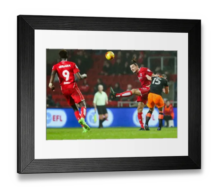 Framed Print : Milan Djuric vs Tom Lees: Intense Clash in Bristol City vs Sheffield Wednesday Championship Match