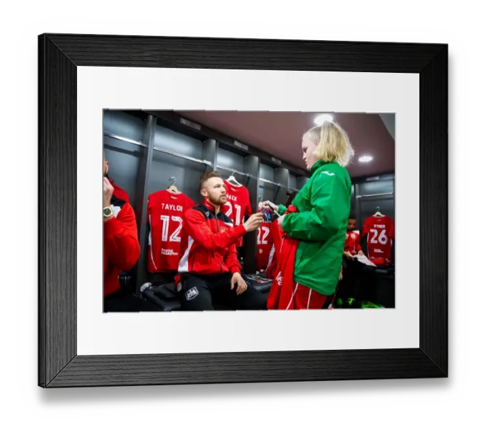 Framed Print : Bristol City Football Club: Mascots and Players Unite in the Dressing Room - Sky Bet Championship Match vs Rotherham United Framed Print : Bristol City Football Club: Mascots and Players Unite in the Dressing Room - Sky Bet Championship Match vs Rotherham United