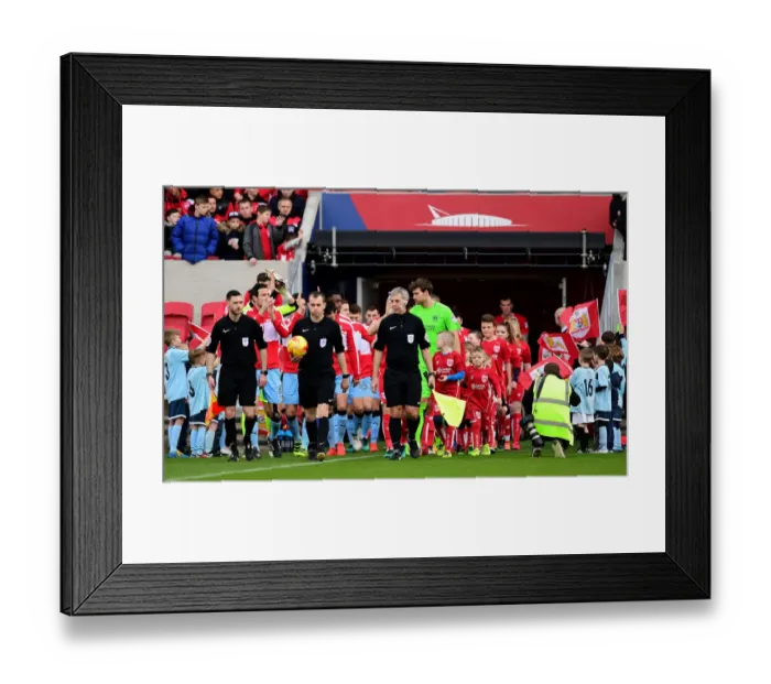 Framed Print : Bristol City Players Dramatic Entrance: Sky Bet Championship Clash Against Rotherham United (04.02.2017)