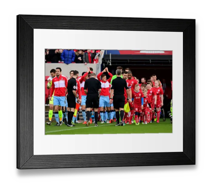 Framed Print : Bristol City Players Walk Out at Ashton Gate: Sky Bet Championship Clash Against Rotherham United (February 4, 2017)