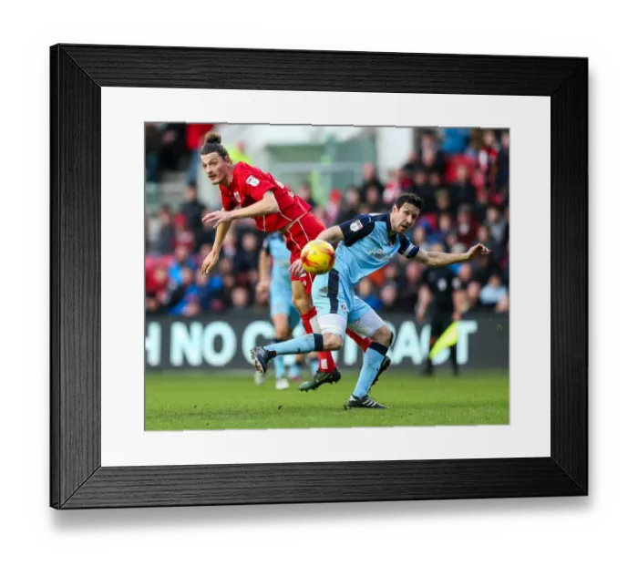 Framed Print : Milan Djuric vs Richard Wood: Intense Clash in Bristol City vs Rotherham United Championship Match
