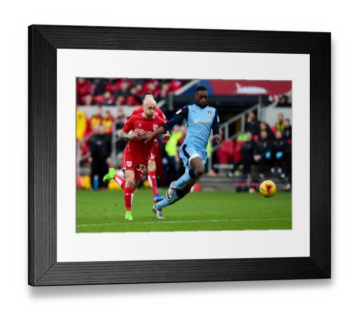Framed Print : Determined Clash: David Cotterill vs Semi Ajayi for Possession - Bristol City vs Rotherham United Framed Print : Determined Clash: David Cotterill vs Semi Ajayi for Possession - Bristol City vs Rotherham United